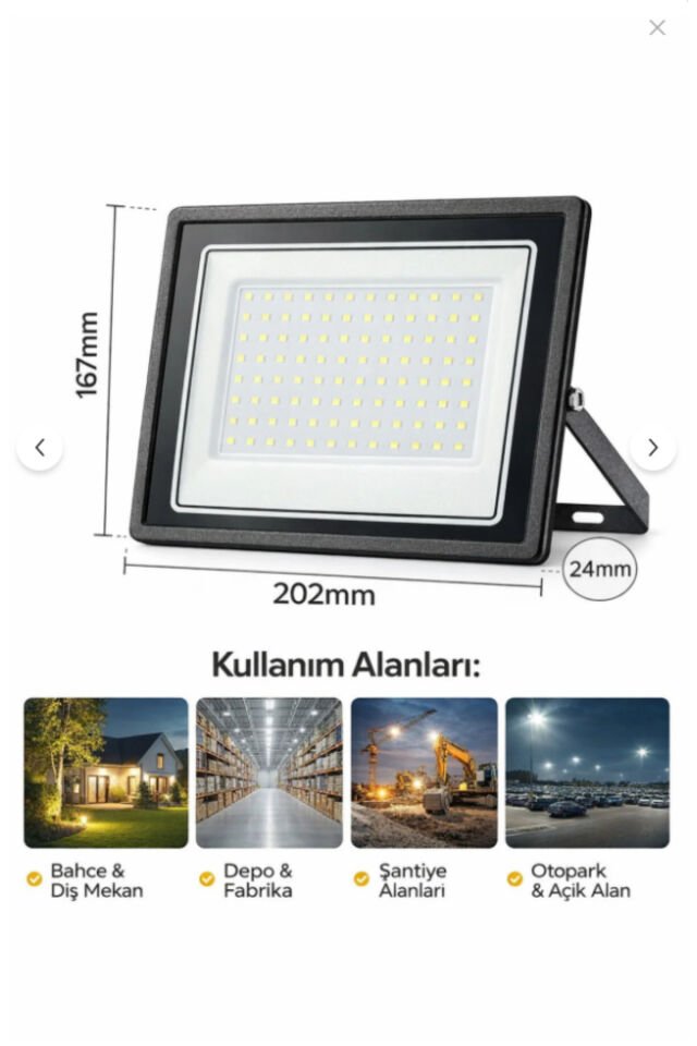 100 Watt Beyaz Işık Led Projektör Yüksek Lümen 6500K
