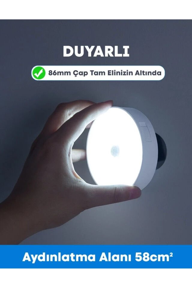 Hareket Sensörlü 8 Ledli Beyaz Lamba Usb Şarjlı Mıknatıslı Auto Dolap Içi, Koridor ,Masa