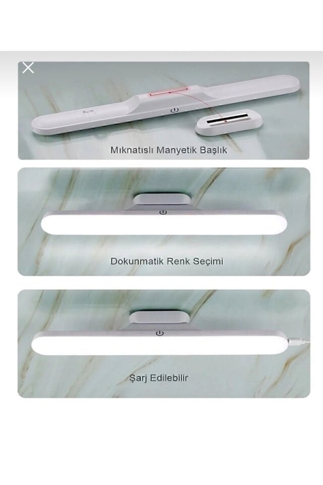 Mıknatıslı Şarjlı Led Işık Micro Usb Şarjlı Kablosuz Led Lamba 3 Farklı Işık Led Aplik