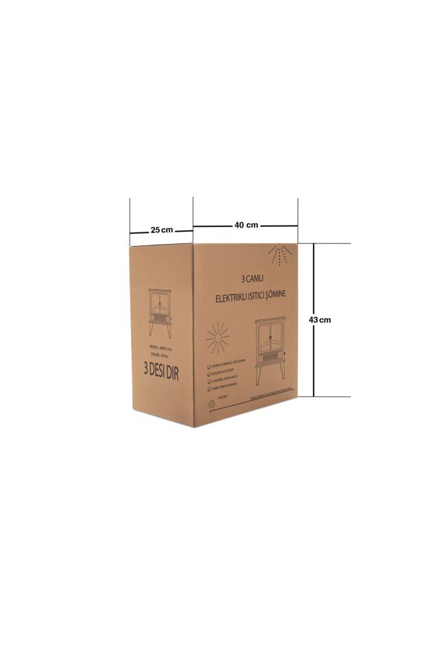 Elektrikli Şömine Fanlı 3 Tarafı Camlı Led Alev Efektli 1500 W Elektrikli Bacasız Şömine