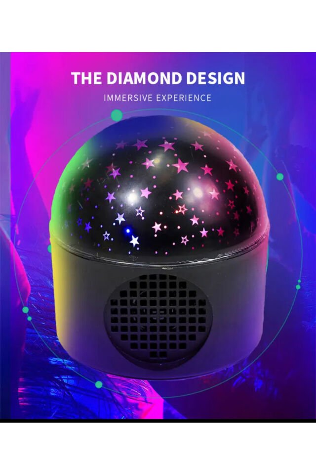 Bluetooth Rgb Ay Yıldız Hareketli Disco Hoparlör Usb Girişli Taşınabilir Kaliteli Ses