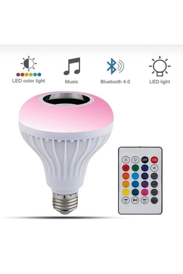 Bluetooth Hoparlörlü Kumandalı Rgb Akıllı Led Ampul-16 Renk