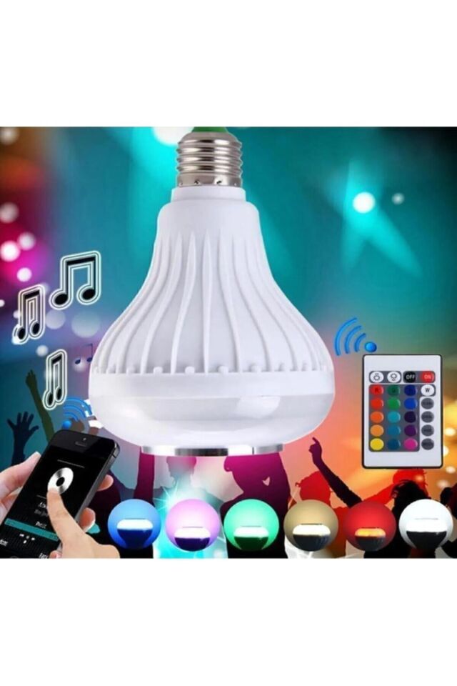 Bluetooth Hoparlörlü Kumandalı Rgb Akıllı Led Ampul-16 Renk