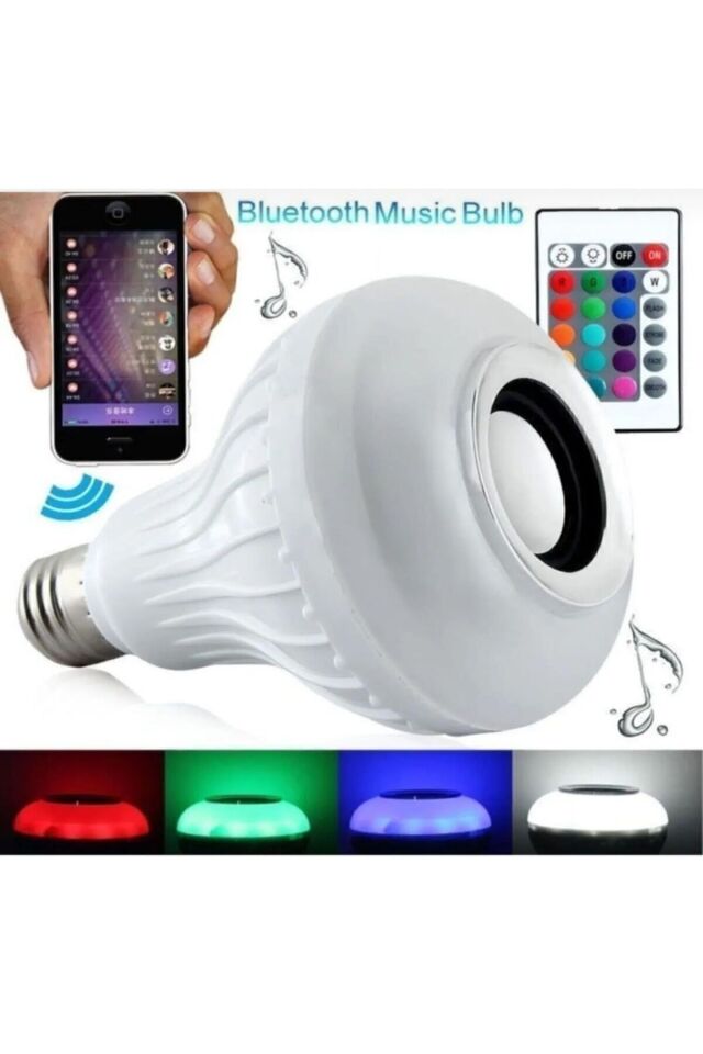 Bluetooth Hoparlörlü Kumandalı Rgb Akıllı Led Ampul-16 Renk