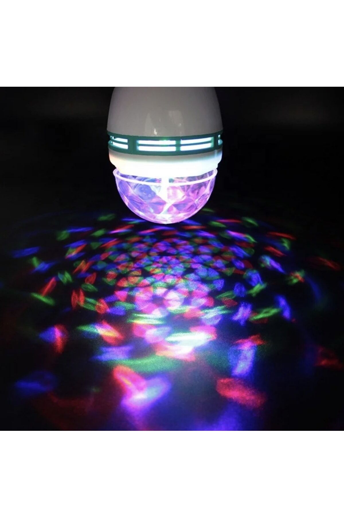 Renkli Led Döner Başlıklı Disko Topu Ampül Gece Lambası 3 Watt Fiş Aparatlı Renkli Disco Ampül