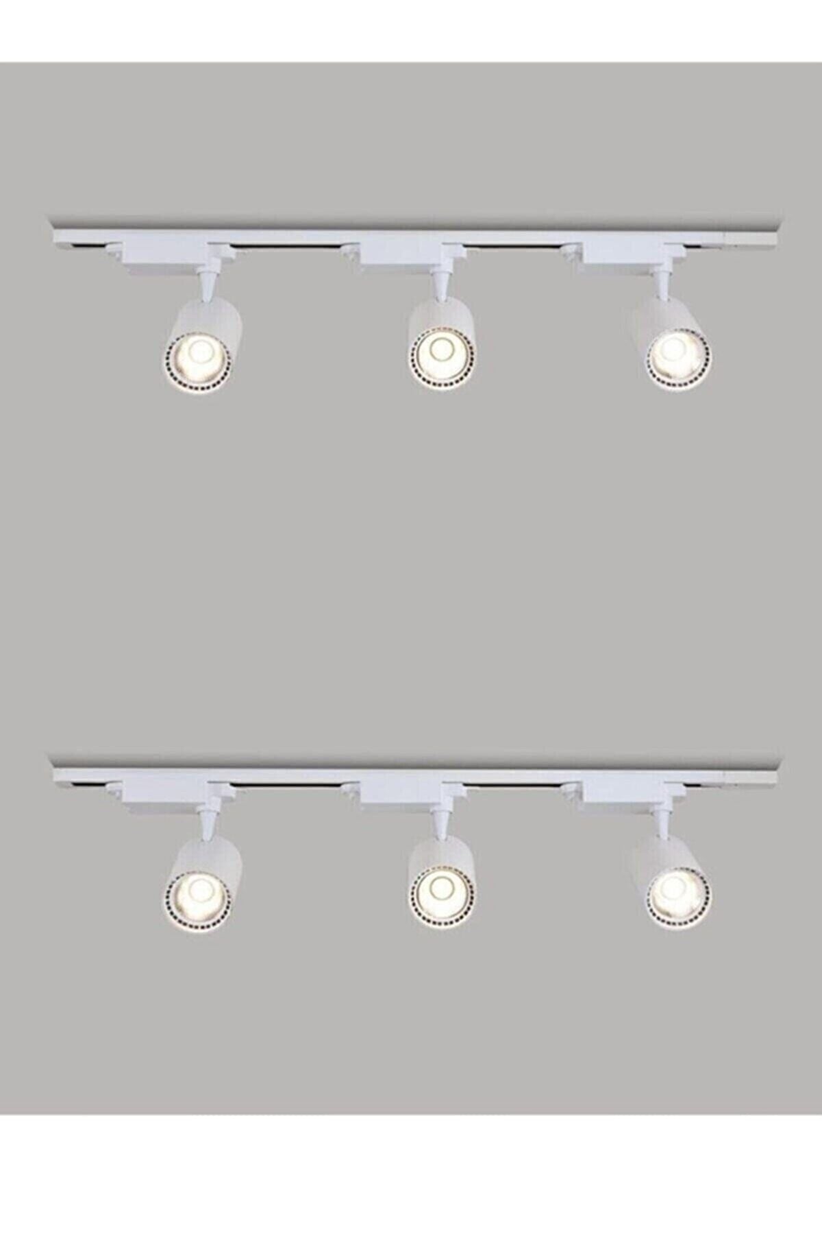 Ray Spot Beyaz Kasa Günışığı Işık 6 Adet + 2 Metre Ray 1+1