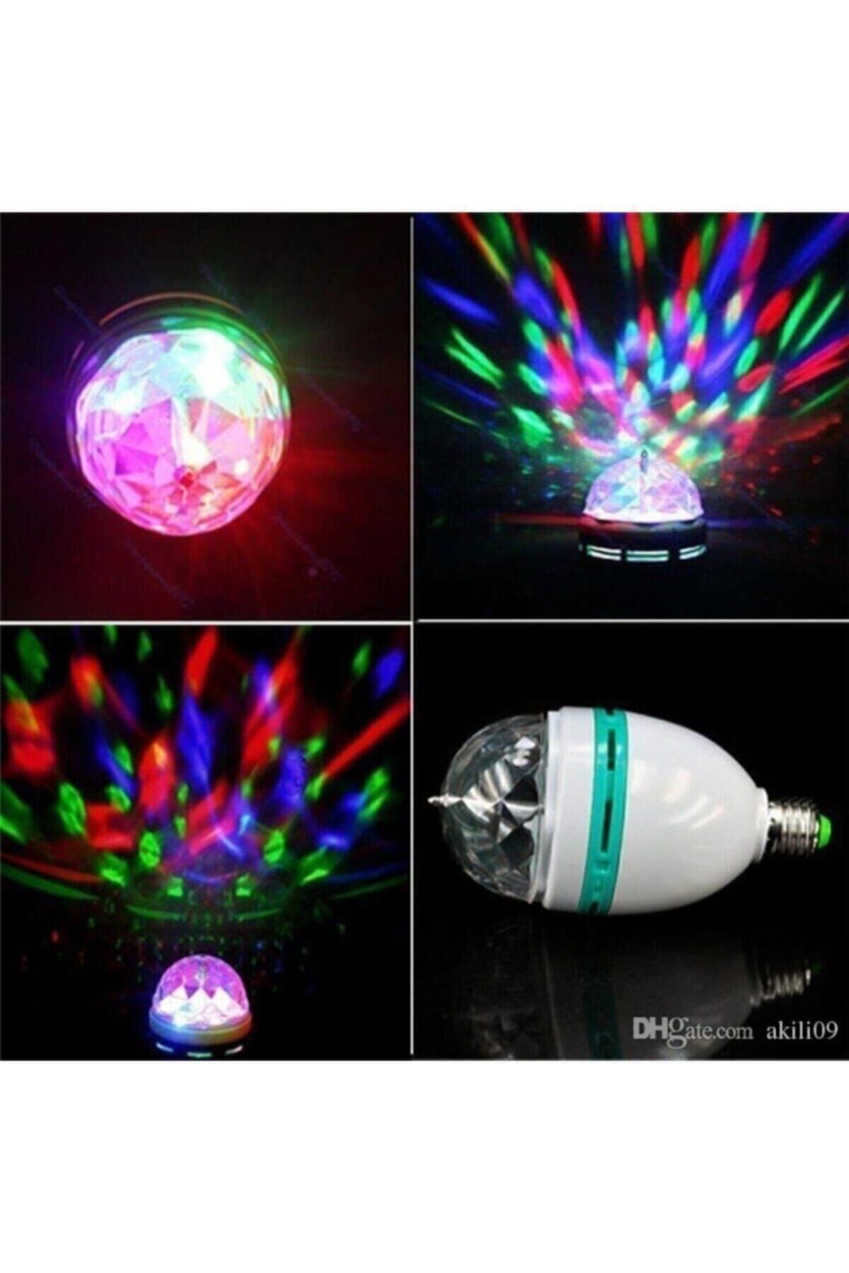 Renkli Led Döner Başlıklı Disko Topu Ampul Gece Lambası 3 Watt E27 Duylu Renkli Disco Ampul