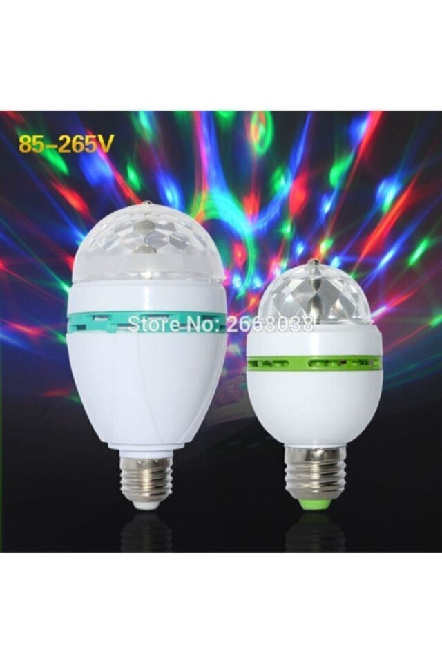 Renkli Led Döner Başlıklı Disko Topu Ampul Gece Lambası 3 Watt E27 Duylu Renkli Disco Ampul