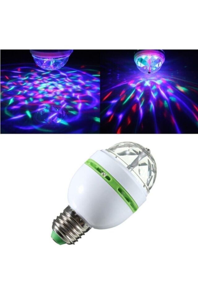 Renkli Led Döner Başlıklı Disko Topu Ampul Gece Lambası 3 Watt E27 Duylu Renkli Disco Ampul