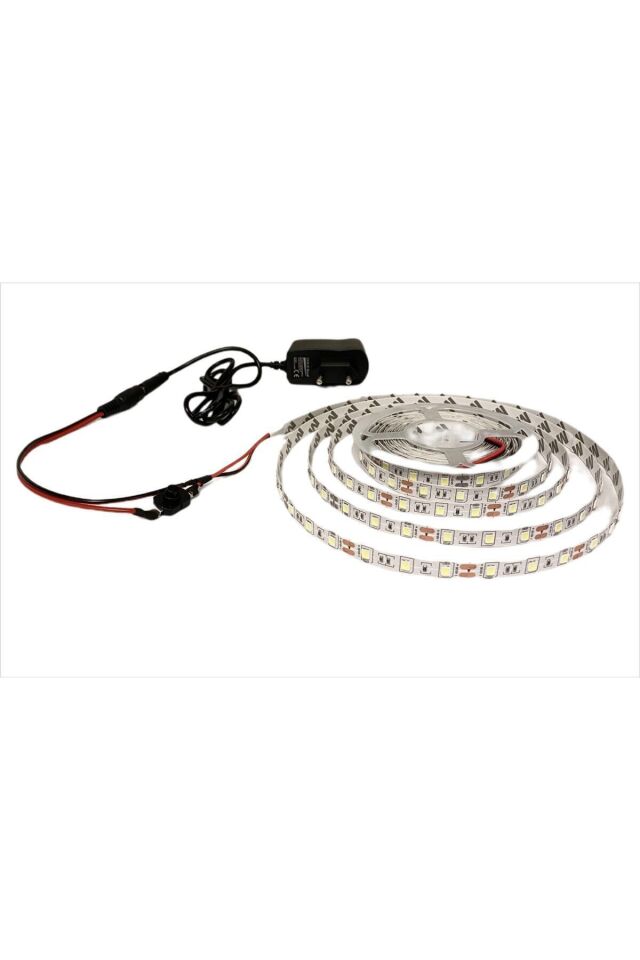 Mutfak Dolabı Tezgah Üstü İçin 5 Metre Gün Işığı 12v Adaptörlü Aç Kapa Anahtarlı Şerit Led Işık