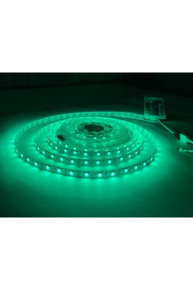 Rgb Şerit Led 5 Metre 16 Renk Kumandalı Tak Çalıştır 3 Çip 3 Direnç Slikonlu 12 Volt 5 Amper Adaptör