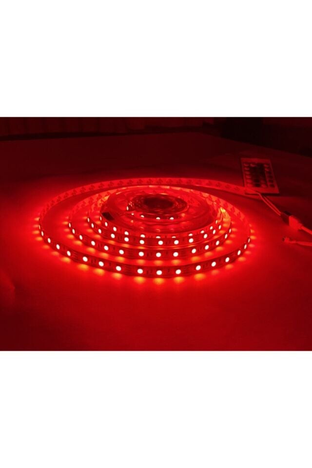 Rgb Şerit Led 5 Metre 16 Renk Kumandalı Tak Çalıştır 3 Çip 3 Direnç Slikonlu 12 Volt 5 Amper Adaptör