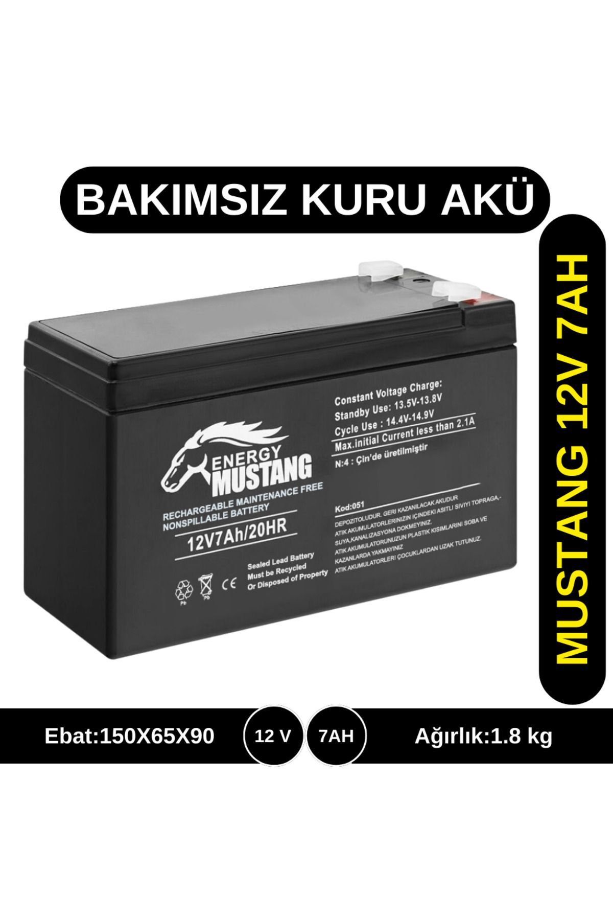 12v 7ah Kuru Tip Akü - - Bakımsız Agm Tip Akü