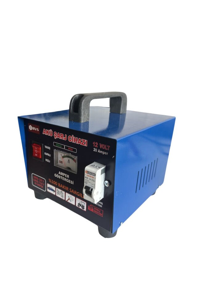 Akü Şarj Cihazı 12 Volt 20 Amper 12 Volt 200 Ampere Kadar Tüm Aküleri Şarj Eder -Bakır Sargılı 12VTRAFOLU_1