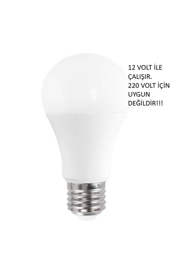 12v E27 Duylu 850lümen 9 Watt 12 Volt 6500k Beyaz Led Ampul 12 Volt İle Çalışır 12VAMPUL_1