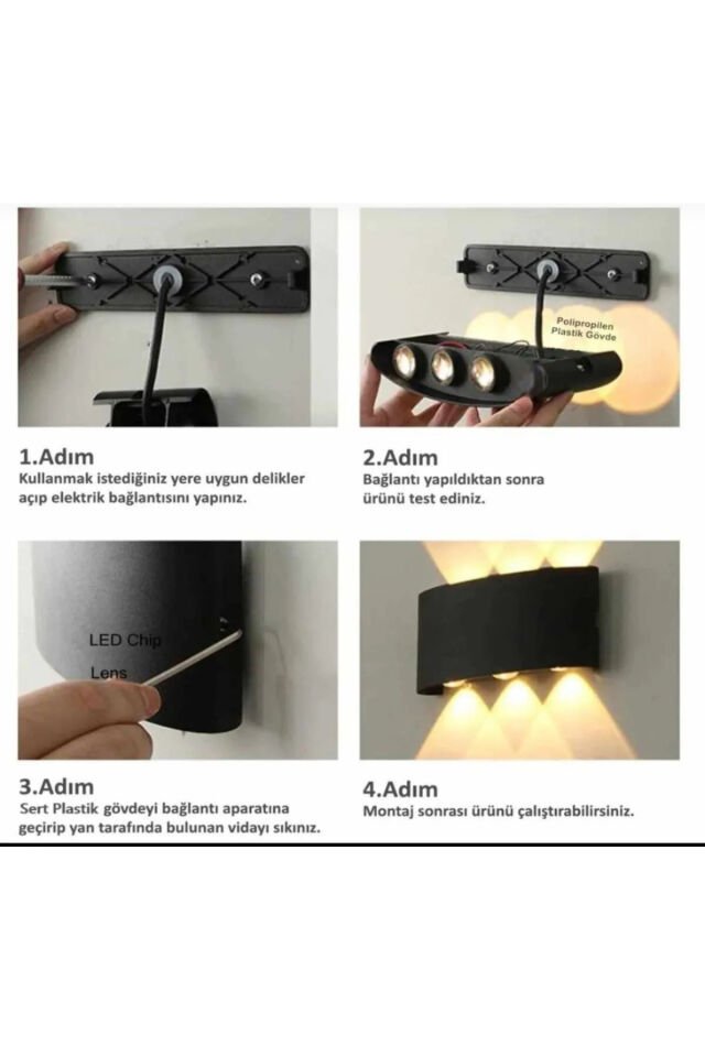 10w Led Aplik Aydınlatma Çift Taraflı Led Dekoratif Duvar Aplik Suya Ve Toza Karşı Dayanıklı Sarı