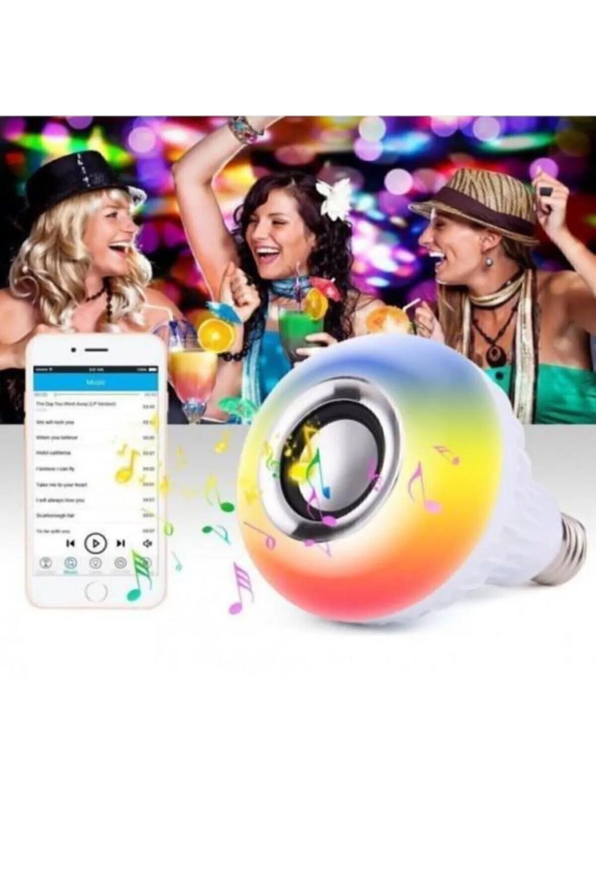 Bluetooth Hoparlörlü Kumandalı Rgb Akıllı Led Ampul-16 Renk BvsBlt_1