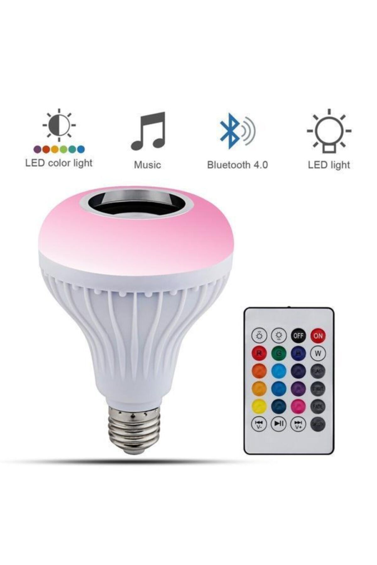 Bluetooth Hoparlörlü Kumandalı Rgb Akıllı Led Ampul-16 Renk Karışık
