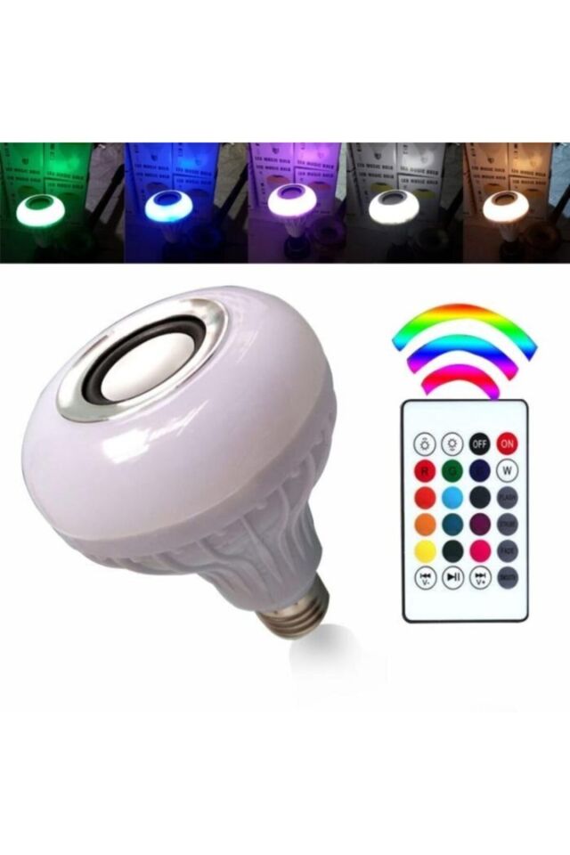 Bluetooth Hoparlörlü Kumandalı Rgb Akıllı Led Ampul-16 Renk Karışık