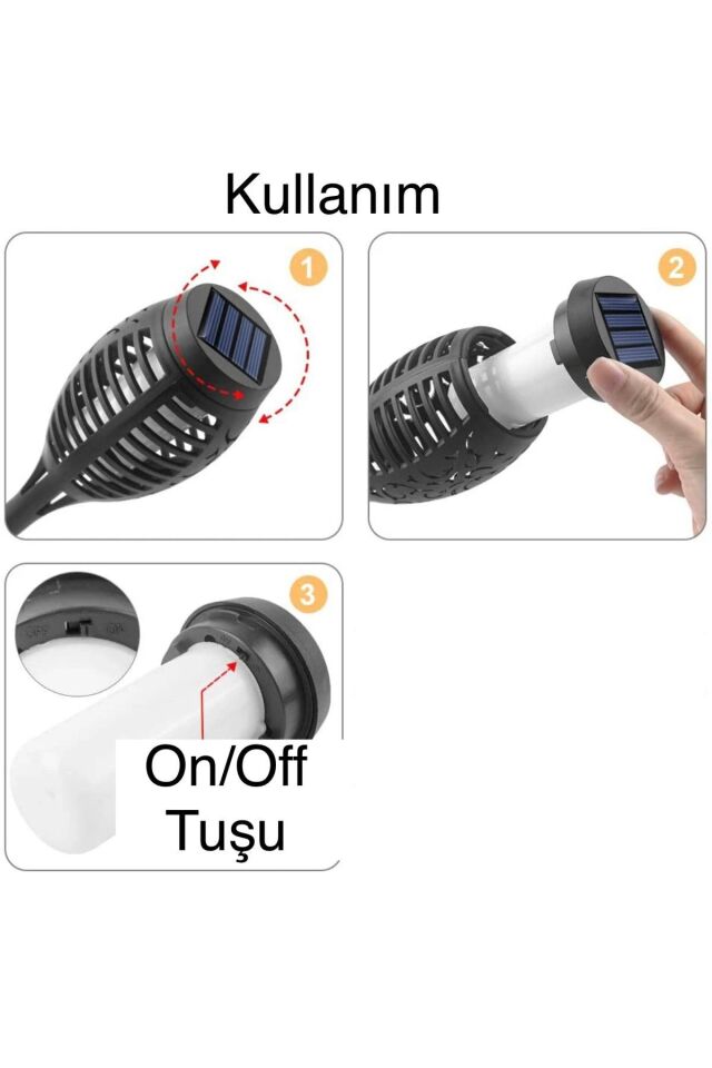 Alev Görünümlü Led Su Geçirmez Solar Bahçe Aydınlatma Dekorasyon BVSALV_1