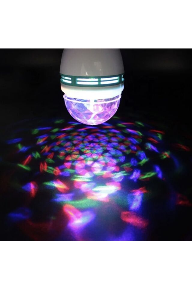 Renkli Led Döner Başlıklı Disko Topu Ampül Gece Lambası 3 Watt Fiş Aparatlı Renkli Disco Ampül DİSBVS_1