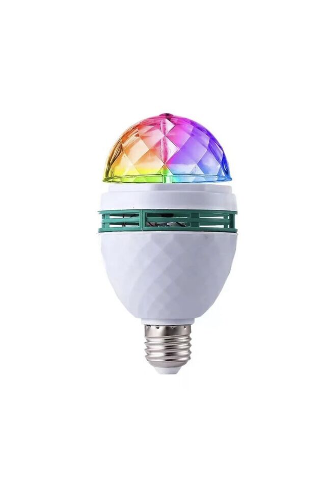 Renkli Led Döner Başlıklı Disko Topu Ampül Gece Lambası 3 Watt Fiş Aparatlı Renkli Disco Ampül DİSBVS_1