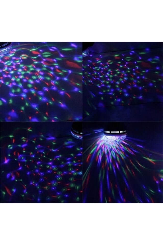 Renkli Led Döner Başlıklı Disko Topu Ampül Gece Lambası 3 Watt Fiş Aparatlı Renkli Disco Ampül DİSBVS_1