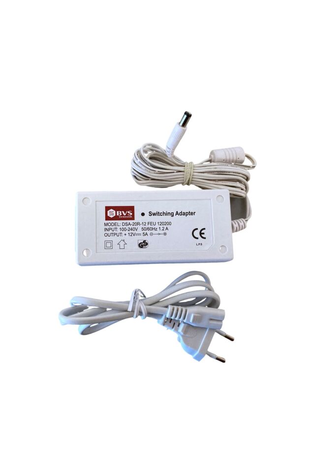 12 Volt 5 Amper Led Adaptörü Beyaz Kasa- 12v 5a Led Adaptörü 5.5x 2,1 Mm Uç Standart Beyaz