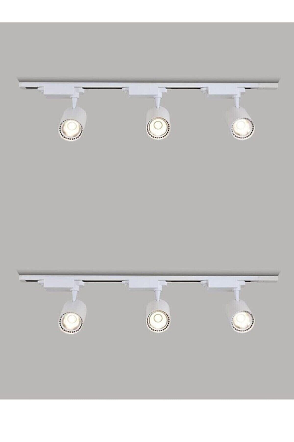 Ray Spot Beyaz Kasa Günışığı Işık 6 Adet + 2 Metre Ray 1+1 KLASLED0042_1