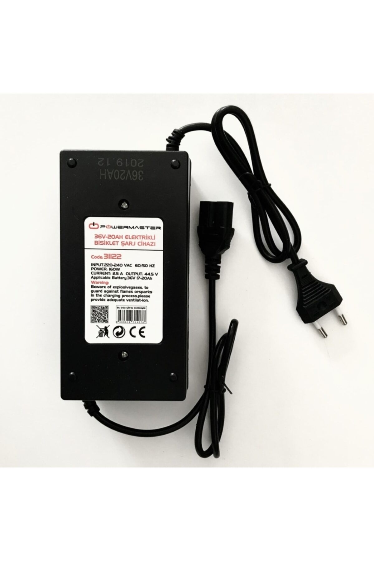 36v 20a Elektrikli Bisiklet Şarj Adaptörü Cihazı 36 Volt 20 Amper Siyah