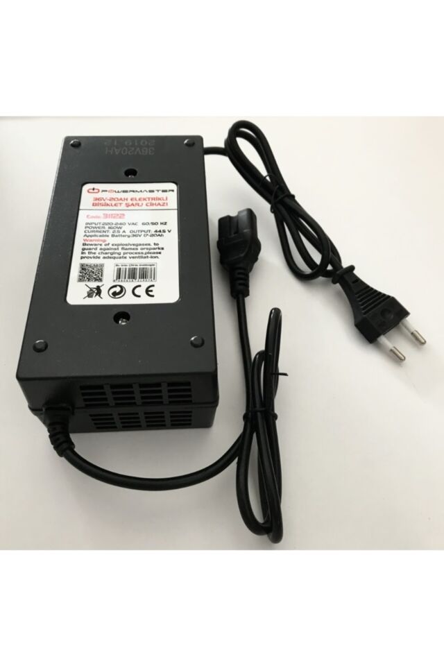 36v 20a Elektrikli Bisiklet Şarj Adaptörü Cihazı 36 Volt 20 Amper Siyah