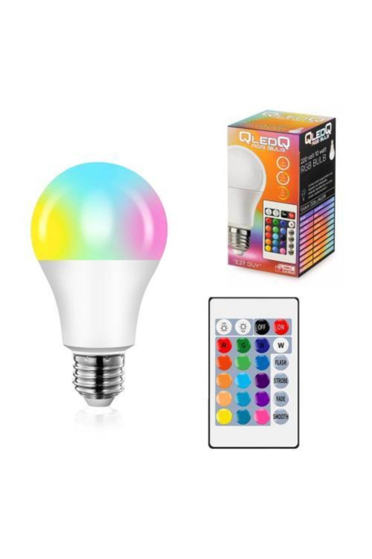 Rgb Ampül 10 Watt Uzaktan Kumandalı E27 Duy Renk Değiştirebilen Rgb Ampul RGB
