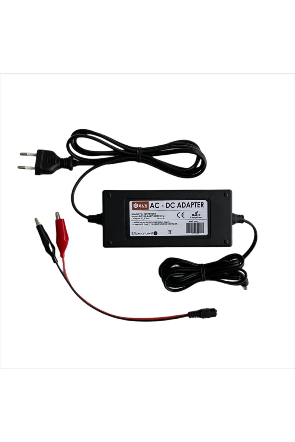 12 Volt Akülü Araba Akü Şarj Cihazı Adaptörü Maşalı - Otomatik Kesicili 12v 3.5a Akü Şarz SİYAH