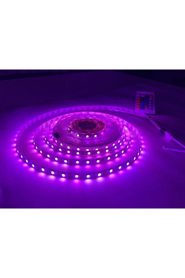 Rgb Şerit Led 5 Metre 16 Renk Kumandalı Tak Çalıştır 3 Çip 3 Direnç Slikonlu 12 Volt 5 Amper Adaptör RGB