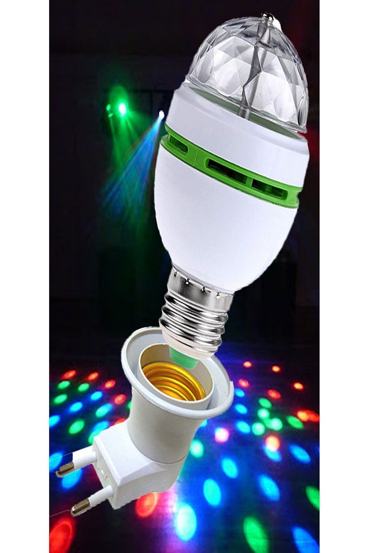 Renkli Led Döner Başlıklı Disko Topu Ampul Gece Lambası renkli
